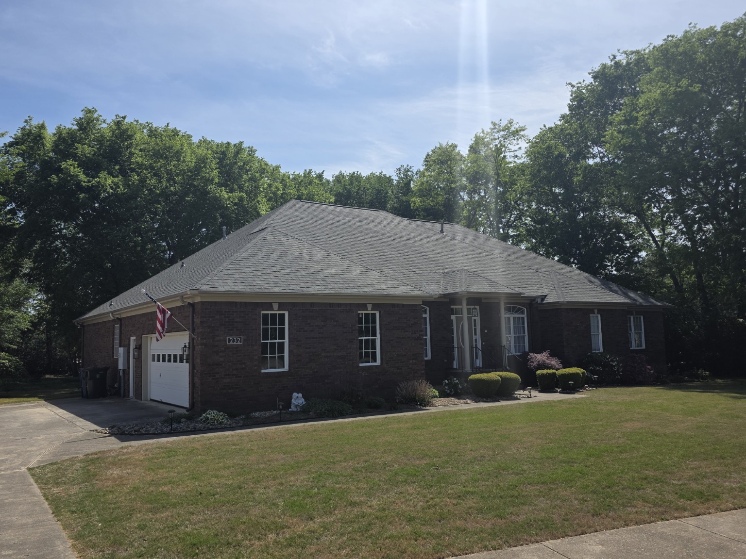 Front of the home after a complete architectural-shingle roof replacement