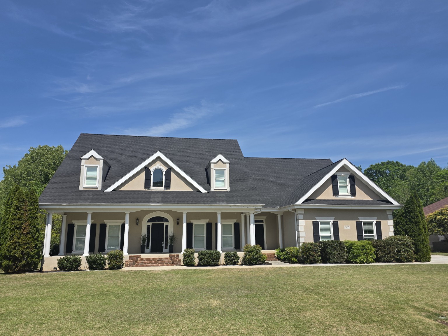 Finished dark architectural shingle roof